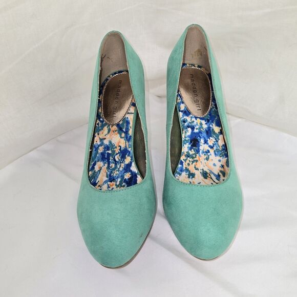 Madden Girl Heels Propose Teal Suede Feel - Picture 2 of 6